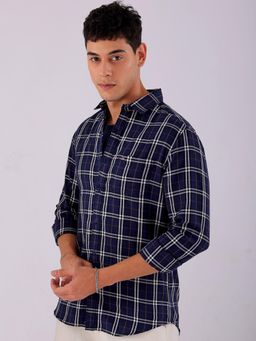 The Indian Garage Co - Men Slim Fit Checks Full Sleeves Cutaway Collar Casual Shirt