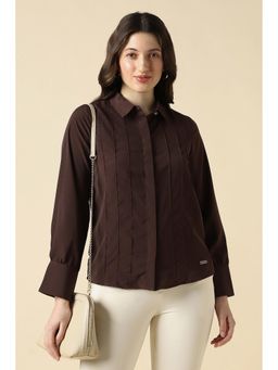 Allen Solly - Women Brown Solid Long Sleeves Shirt