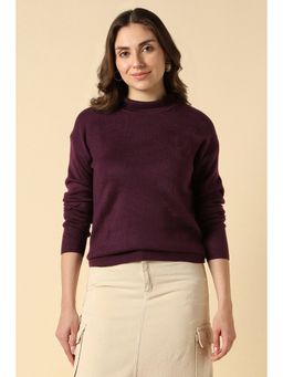 Allen Solly - Women Purple Solid Turtle Neck Casual Sweater