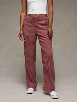 American Eagle - Women Mauve Stretch High-Rise Trouser
