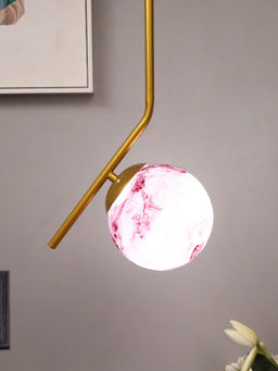 Homesake - Metal Pendant Glass Golden Tilt L Planet Red