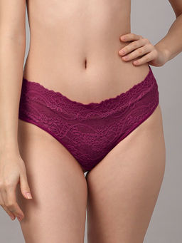 AOBA - Women Purple Self Design Bikini Briefs