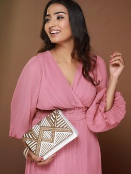 Priyaasi - Chalky Gold Beaded Party Clutch