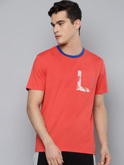 Alcis - Men Coral Red Slim Fit Running T-shirt