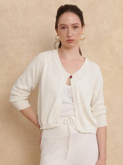 Somres Beige Regular Cropped Shrug