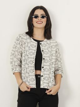 Style Quotient - Women White Textured White Frill Shrug