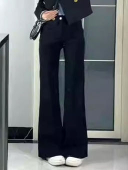 Outzidr - Black Dark Washed Bootcut Jeans