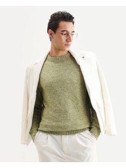 Rare Rabbit - Green Speckled Print Regular Fit Sweater