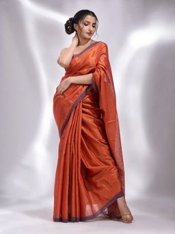 CHARUKRITI - Red Tissue Handwoven Soft Saree with Unstitched Blouse