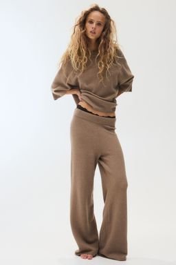 H&M - Women Beige Fine-Knit Trousers