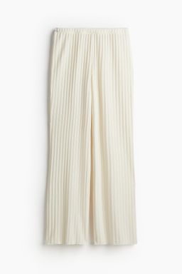 H&M - Women White Rib-Knit Trousers