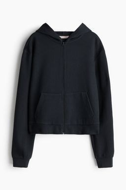 H&M - Women Black Waffled Zip-Through Hoodie