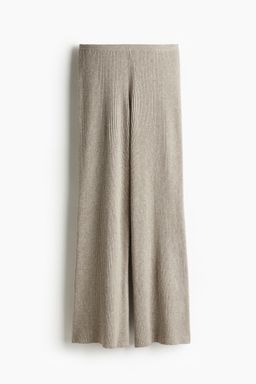 H&M - Women Beige Rib-Knit Trousers