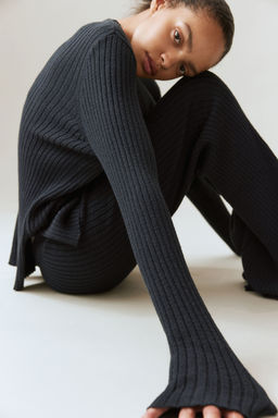 H&M - Women Black Rib-Knit Top