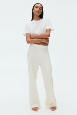 H&M - Women White Boucla -Knit Trousers
