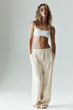 H&M - Women Beige Supersoft Crease-Front Trousers