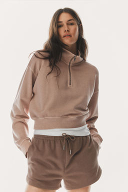 H&M - Women Pink Washed-Look Zip-Top Sweatshirt