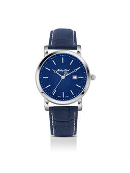Mathey-Tissot - Swiss Made City Leather Quartz Blue Dial Analog Watch Men (HB611251ABU) (M)