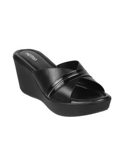 Metro - Womens Black Platform HeelsMetro Solid-plain Black Sandals