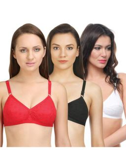Bodycare - Perfect Coverage Bra In Red-Black-White Color - Pack Of 3
