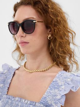 Accessorize London - Womens Classic Metal Arm Sunglass Black