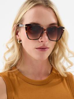 Accessorize London - Womens Tort Cat Eye Sunglass Brown