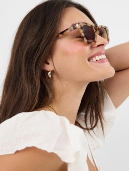 Accessorize London - Womens Milky Tort Wayfarer Sunglass Brown