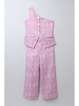 Taffy - Cotton Blend Woven Printed One Shoulder Ethnic Vest Co-Ord Set