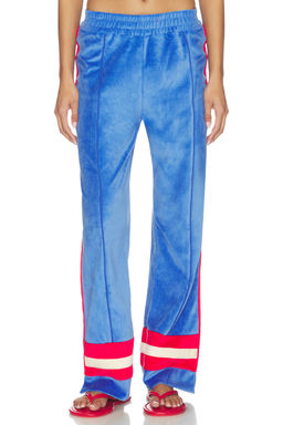Araminta James - Velour Stripe Women's Pull-On Trackpants Blue