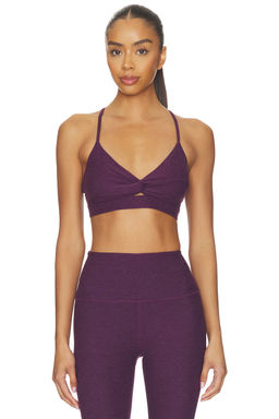Beyond Yoga - Twist Front Women's Padded Crossback Sports Bra Purple