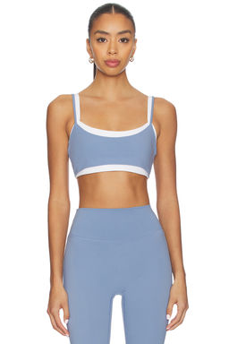 FORM - Layered Women's Contrast Trim Pull On Sports Bra Blue