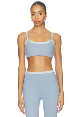 Gold Hinge - Double Layer Women's Padded Adjustable Strap Sports Bra Blue