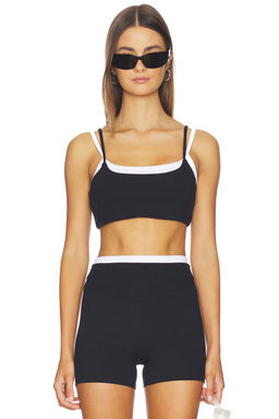 Gold Hinge - Double Layer Women's Padded Adjustable Strap Sports Bra Black