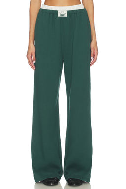 Gold Hinge - Wide Leg Women's Fleece-Lined Pull On Sweatpants Green