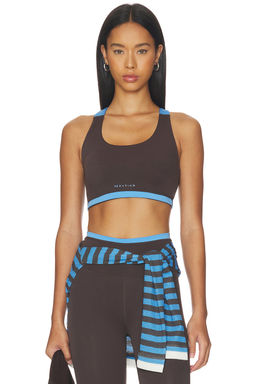 P.E Nation - Highgate Women's Padded Racerback Sports Bra Coffee & Marina