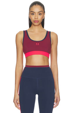 P.E Nation - Pursuit Women's Padded Contrast Strap Sports Bra Cabernet Red