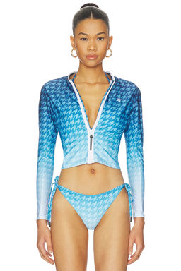 Perfect Moment - Zip Through Women's Cropped Zip-Up Rash Vest Blue