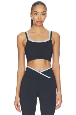 STRUT-THIS - Rhodes Women's Wirefree Unpadded Contrast Trim Sports Bra Black