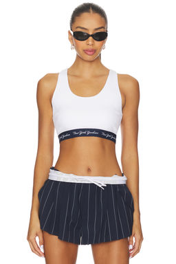 Terez - REVOLVE Yankees Women's Rib Logo Elastic Sports Bra White