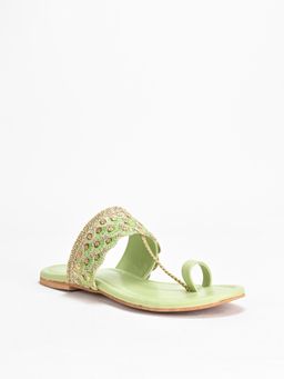 SCENTRA - Ina Limegreen Kolhapuri Flats
