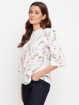 Latin Quarters - Ivory Printed A-line Top