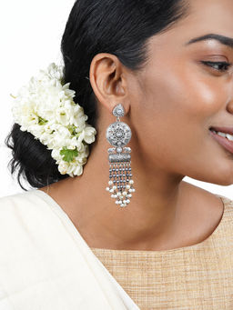 Teejh - Gahez White Silver Oxidised Earrings