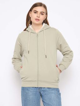 Madame - Pear Green Hooded Zipper Sweatshirt