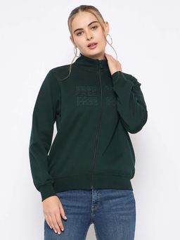 Madame - Embroidery Detailed Bottle Green Sweatshirt