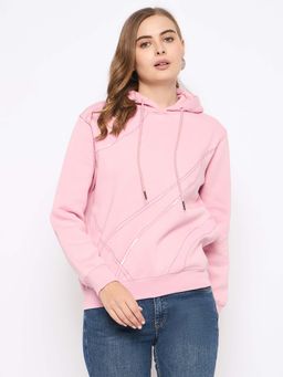 Madame - Cotton Blend Printed Light Pink Sweatshirt