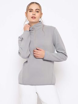 Madame - Polar Fleece Half-Zipper Grey Sweatshirt
