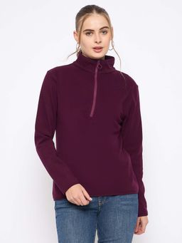Madame - Polar Fleece Half-Zipper Purple Sweatshirt