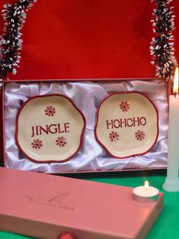 WEAVING HOMES - Jingle & Hohoho Handmade Dessert Plate In A Gift Box