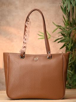 ROCIA - Tan Women Textured Chain Handle Bag