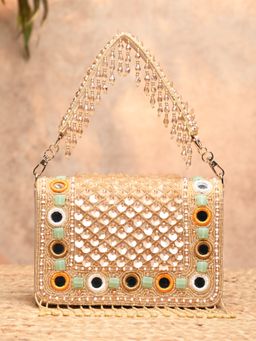 ROCIA - Golden Women Heavy Hand Embroidered Clutch